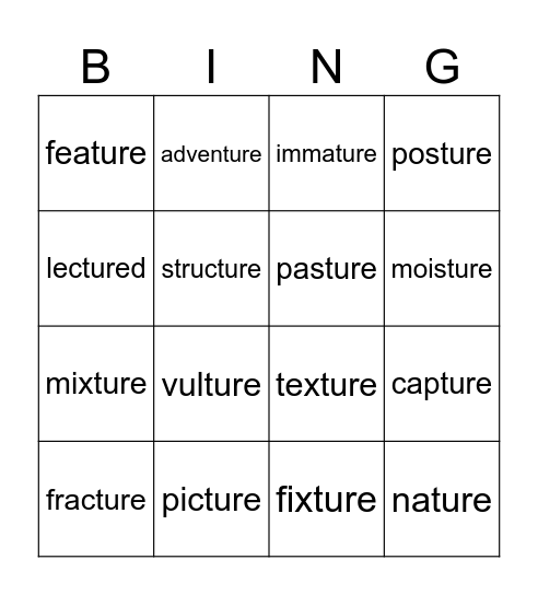 /ture/ Bingo Card