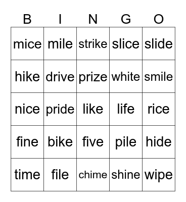 iCe Bingo Card