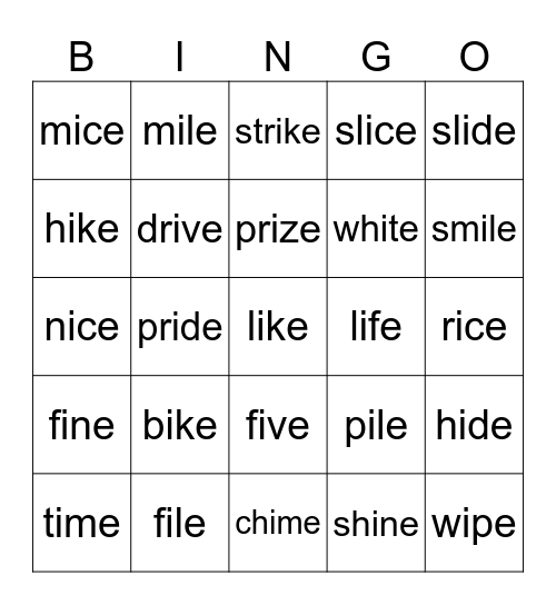 iCe Bingo Card