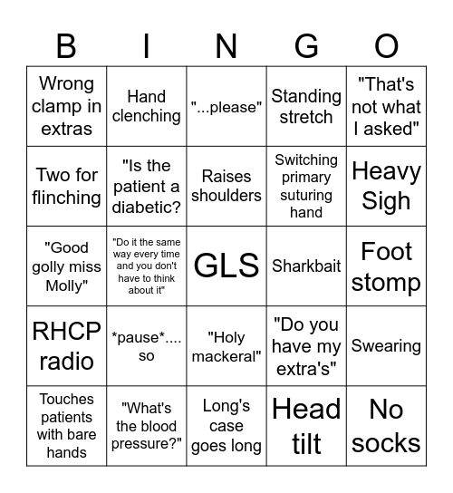 Graham Long, Surgeon (Bingo) Bingo Card
