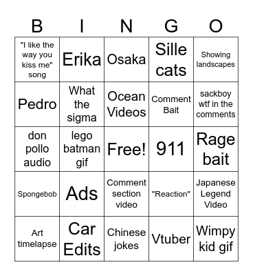 Instagram Bingo Board Bingo Card