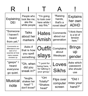 Rita! Bingo Card