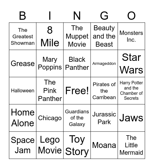 Movies! Bingo Card