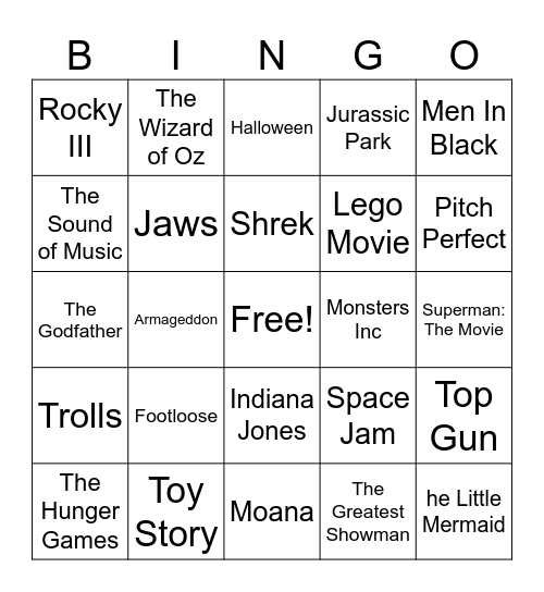 Movies! Bingo Card