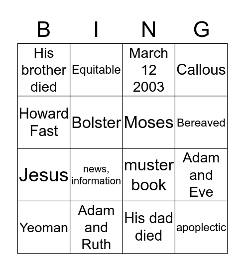 April Morning Bingo Card