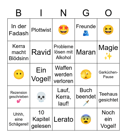Unstern-Leserunde Bingo Card