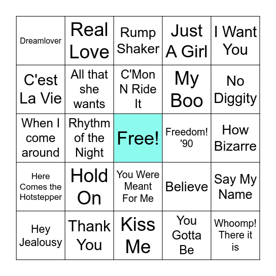 90's Essentials Bingo Card