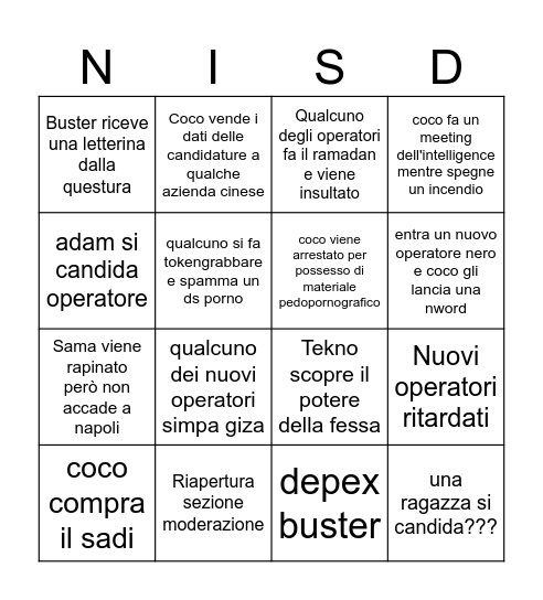 BINGO NISD Bingo Card