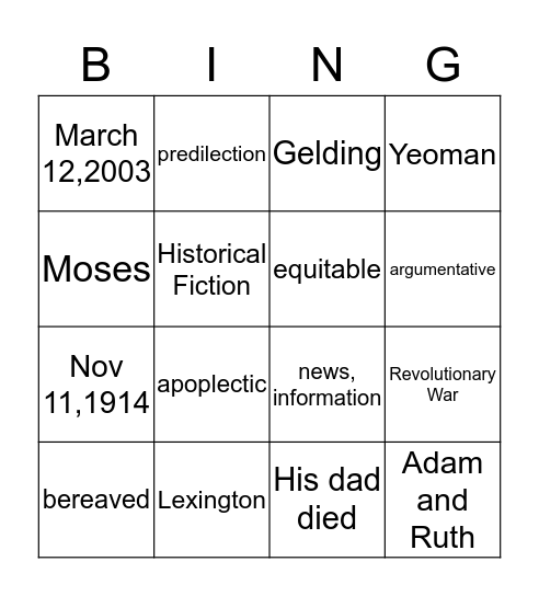 April Morning Bingo Card