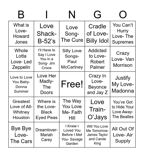 Love Bingo Card