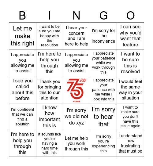 Empathy BINGO! Bingo Card