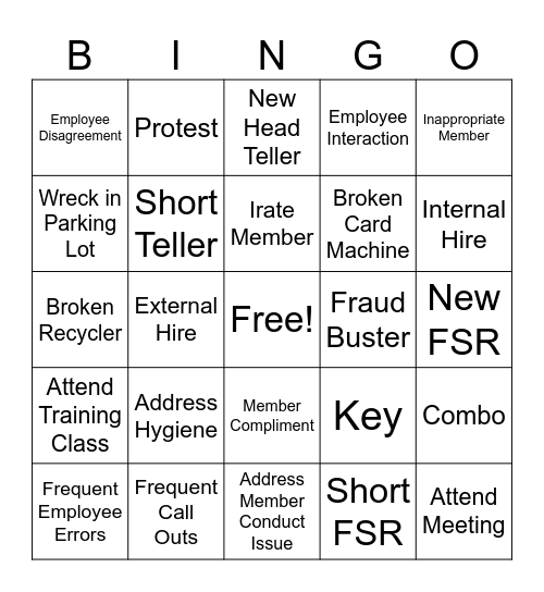 Manager Training 101 Bingo Card