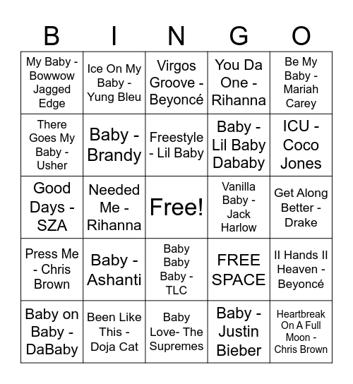 BABY BINGO Card