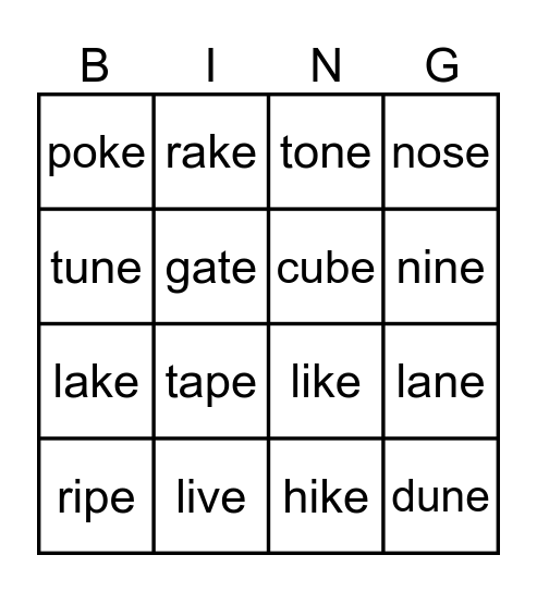 Silen 'E' Bingo! Bingo Card