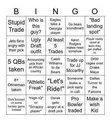 NFL Draft 2024 Bingo Card