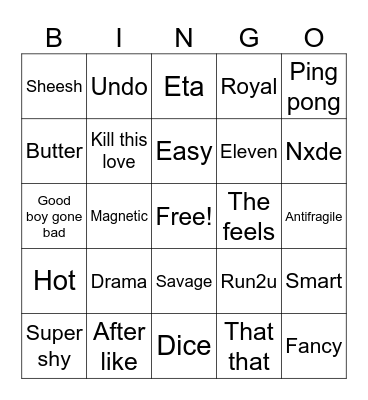 K-pop bingo Card