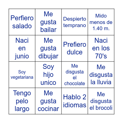 Reunion Familiar Bingo Card
