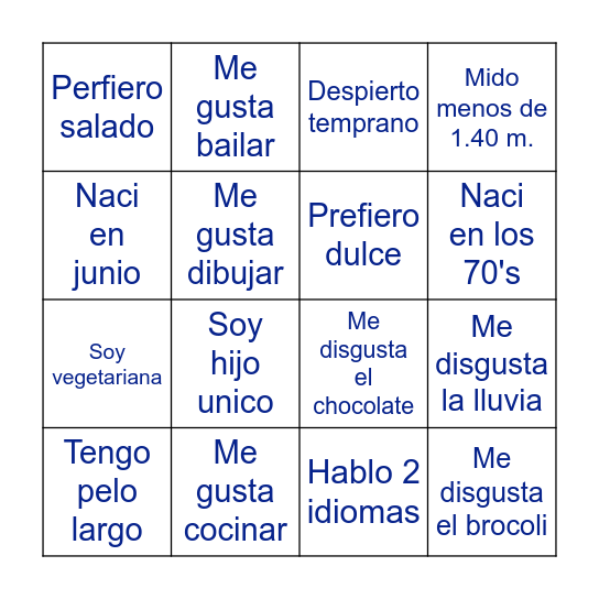 Reunion Familiar Bingo Card