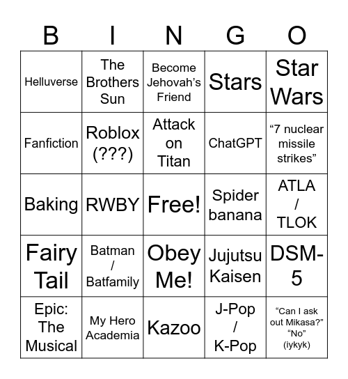 Common interests? Bingo Card