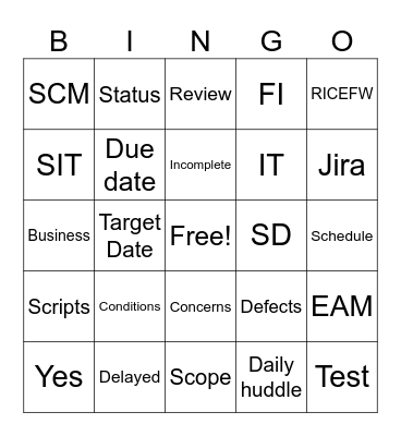 Enter SIT Bingo Card