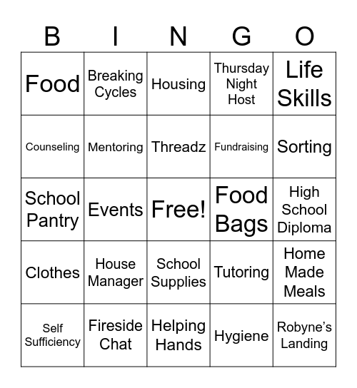 Robynes Nest BINGO Card