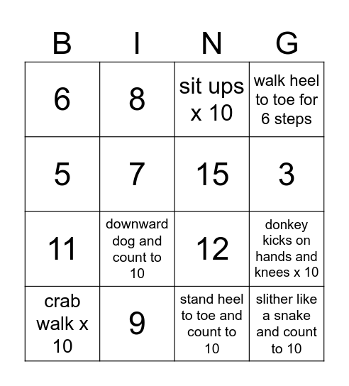 4x4 Bingo Card