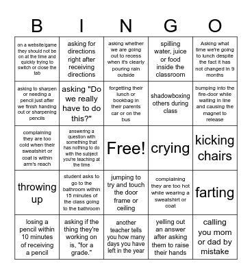 End of Year Teacher Bingo Card