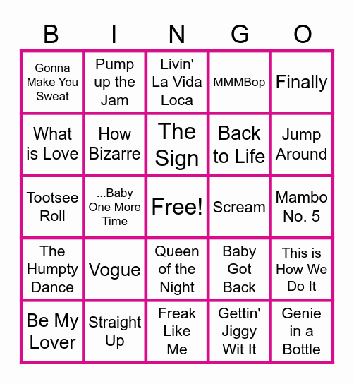 MUSIC BINGO at the Ann Arbor Eagles! Bingo Card