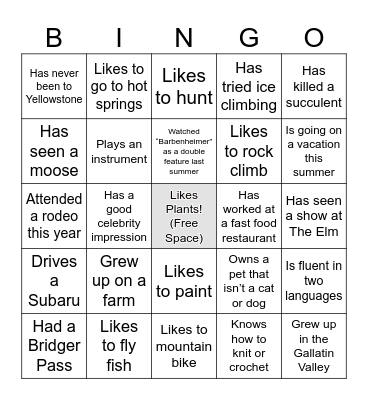 Get-to-know-you Bingo Card