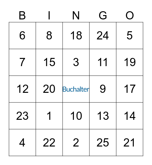 BUCHALTER BINGO Card
