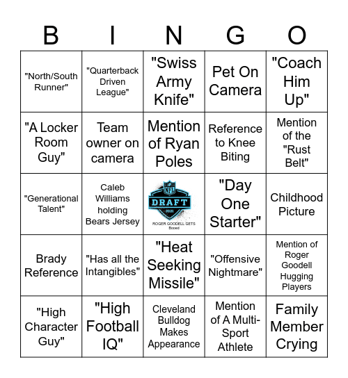 Draft Night Bingo Card