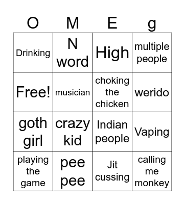 Omegle Bingo Card