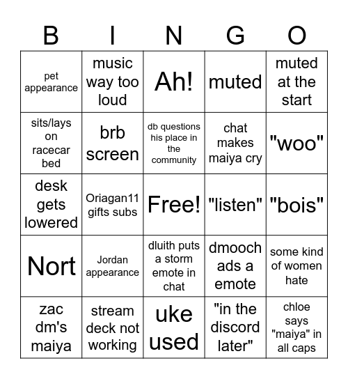 Maiya bingo Card