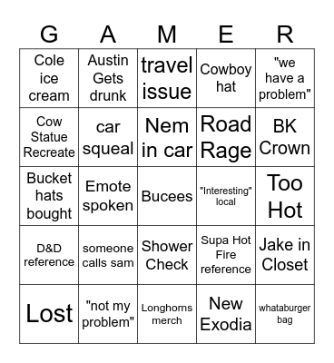 Houston 2024 Bingo Card
