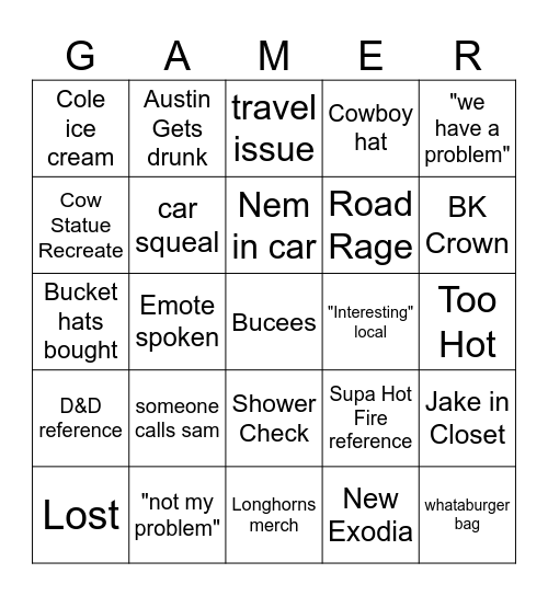 Houston 2024 Bingo Card