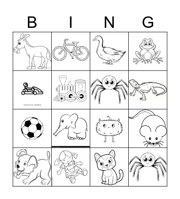 Animals and toys Bingo Card