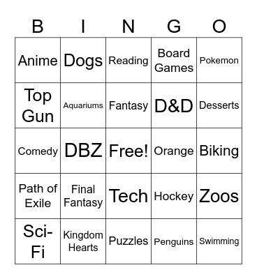 How many interests/likes do you share with Minty Bingo Card