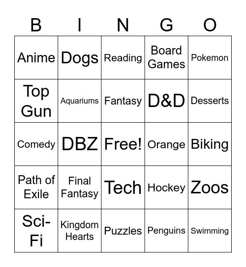 How many interests/likes do you share with Minty Bingo Card