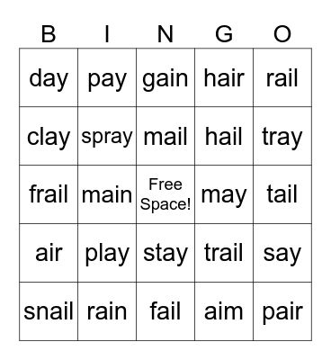 Vowel team Bingo Card