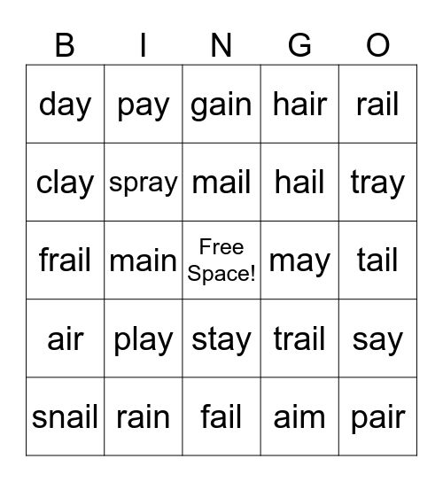 Vowel team Bingo Card