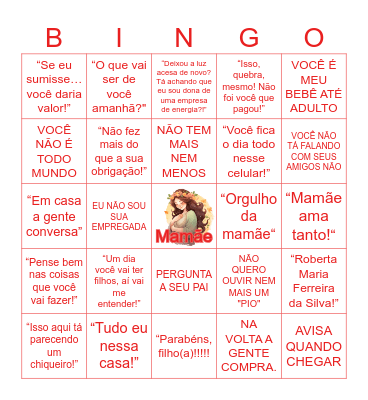 Dia das Mães Bingo Card