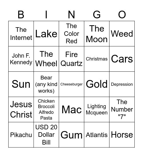 Infinite Craft Bingo Card