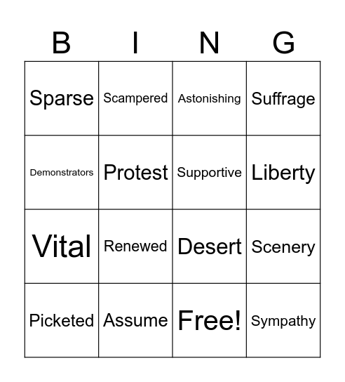 ELA Vocab Bingo Card