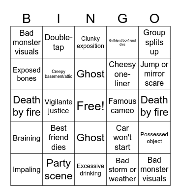 Horror Club Bingo Card