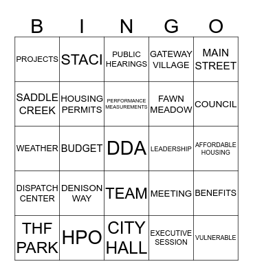 DENISON WAY BINGO Card
