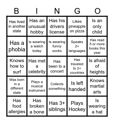 NYLM Ice Breaker Bingo Card