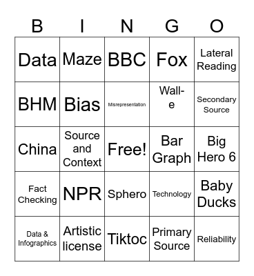 Computer Application Bingo Card