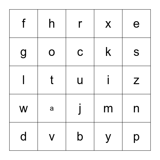 Alphabet Bingo Card