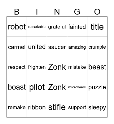 6 syllable types Bingo Card