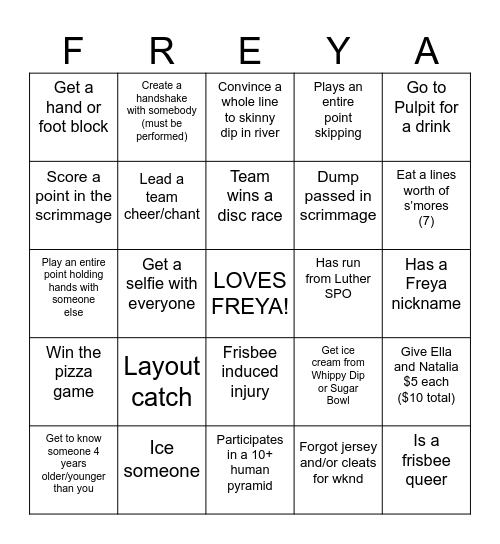FREYA ALUMNI WKND BINGO 2024 Bingo Card